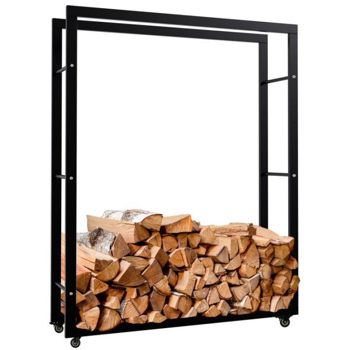 Kaminholzständer Keri mit Rollen 25x100x125