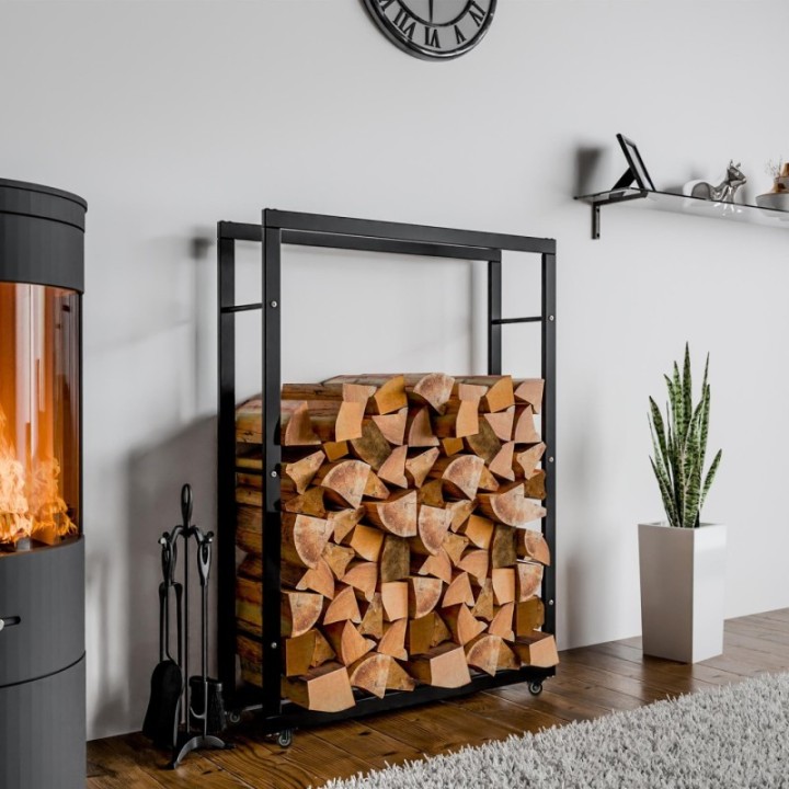 Kaminholzständer Keri mit Rollen 25x80x150