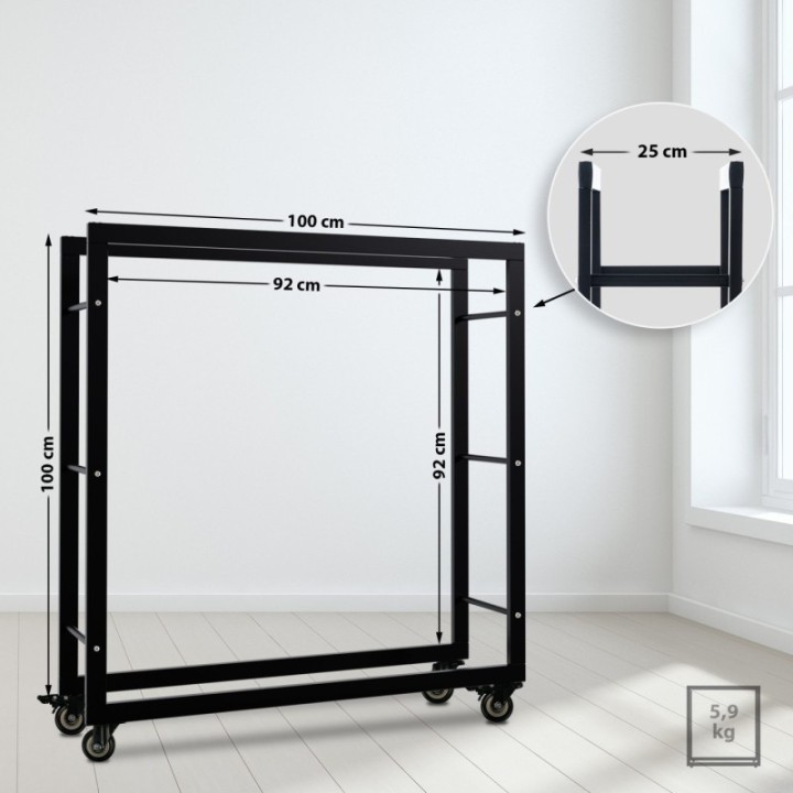 Kaminholzständer Keri mit Rollen 25x100x100