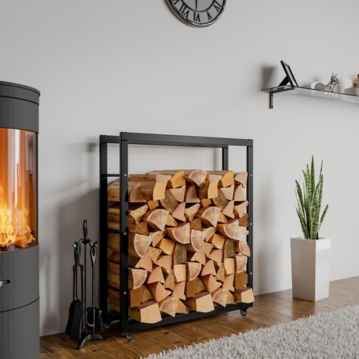 Kaminholzständer Keri mit Rollen 25x80x100