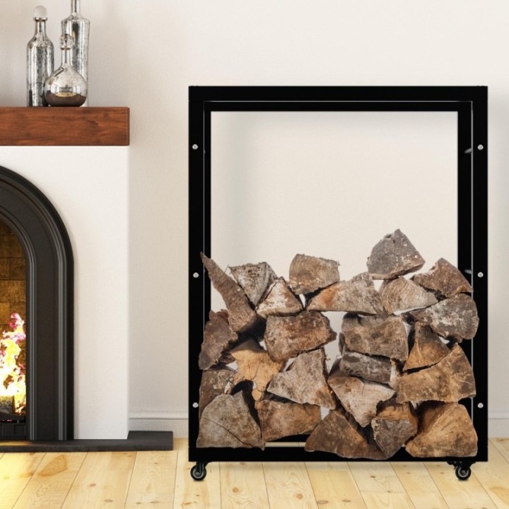 Kaminholzständer Keri mit Rollen 25x80x100