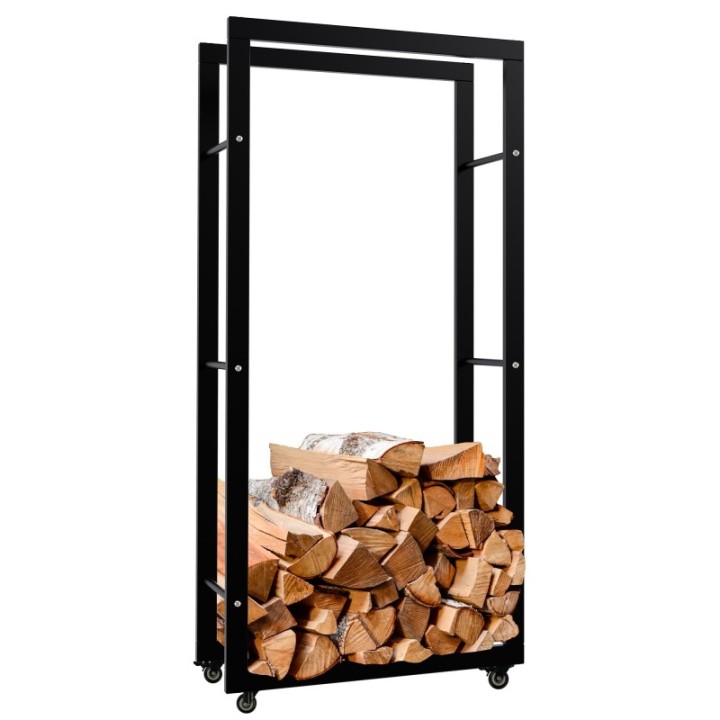 Kaminholzständer Keri mit Rollen 25x60x125