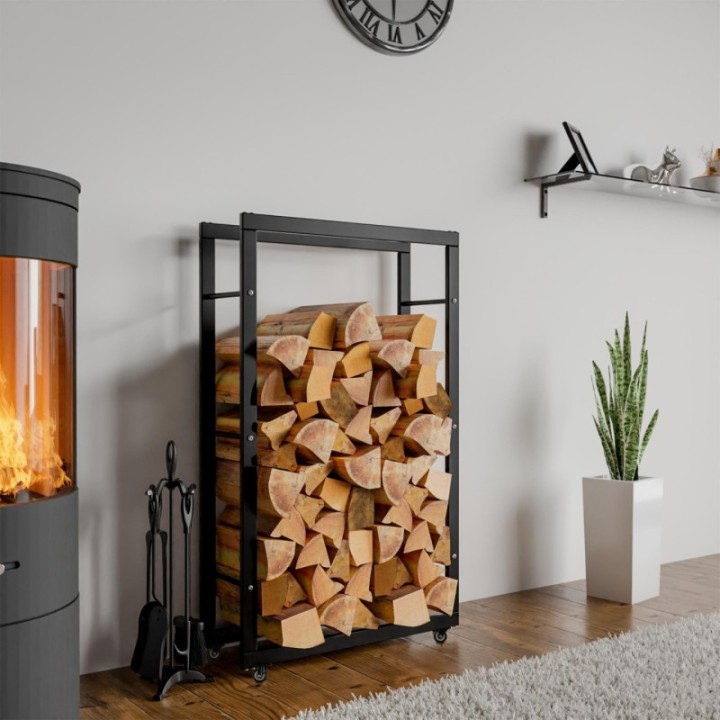 Kaminholzständer Keri mit Rollen 25x60x125