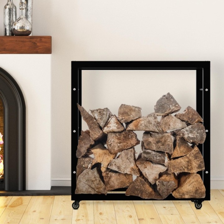 Kaminholzständer Keri mit Rollen 25x80x80