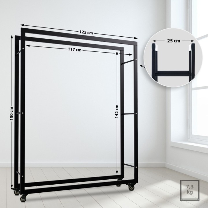 Kaminholzständer Keri mit Rollen 25x125x150