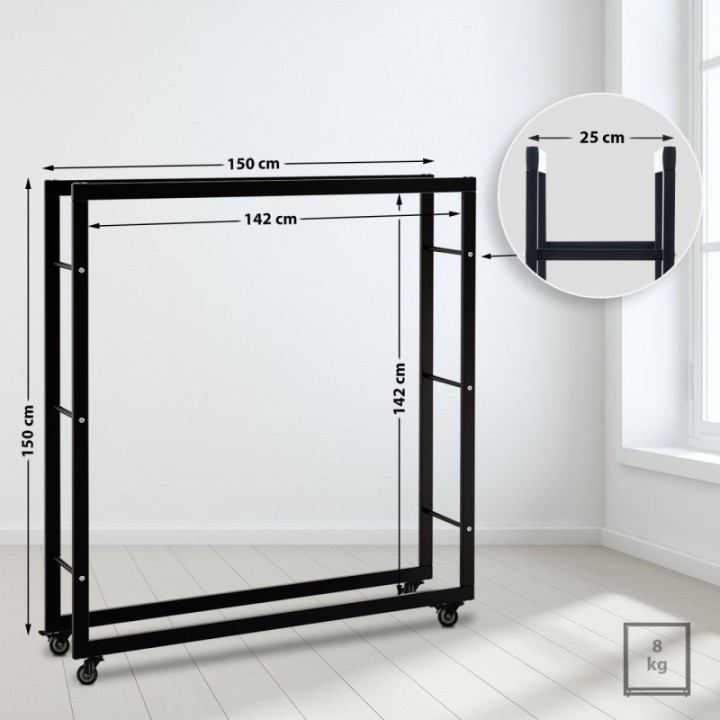 Kaminholzständer Keri mit Rollen 25x150x150