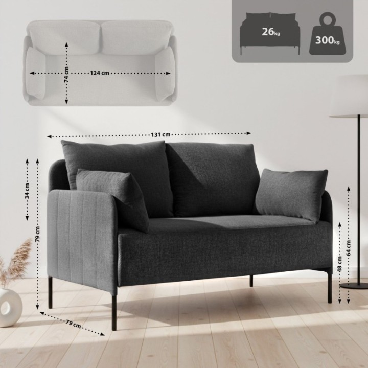 Ziden Couch 2 Sitzer Stoff