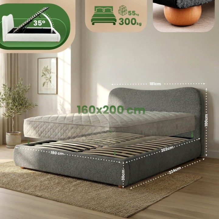 Bett Maido Teddy Stoff 160x200 cm