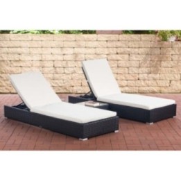 2x Sonnenliege Nadi mit Tisch cremeweiß