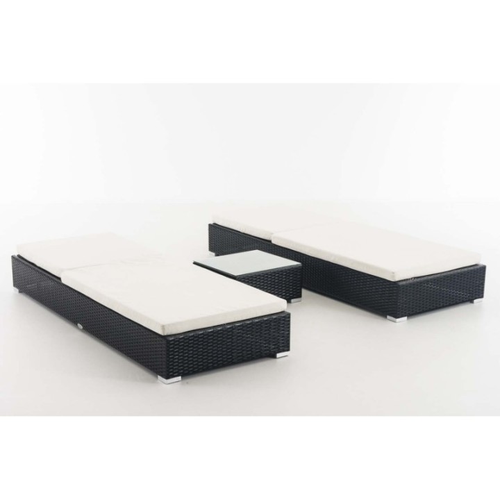 2x Sonnenliege Nadi mit Tisch cremeweiß