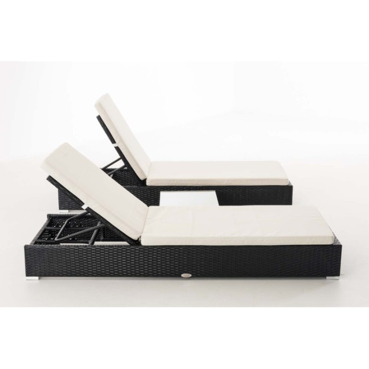 2x Sonnenliege Nadi mit Tisch cremeweiß