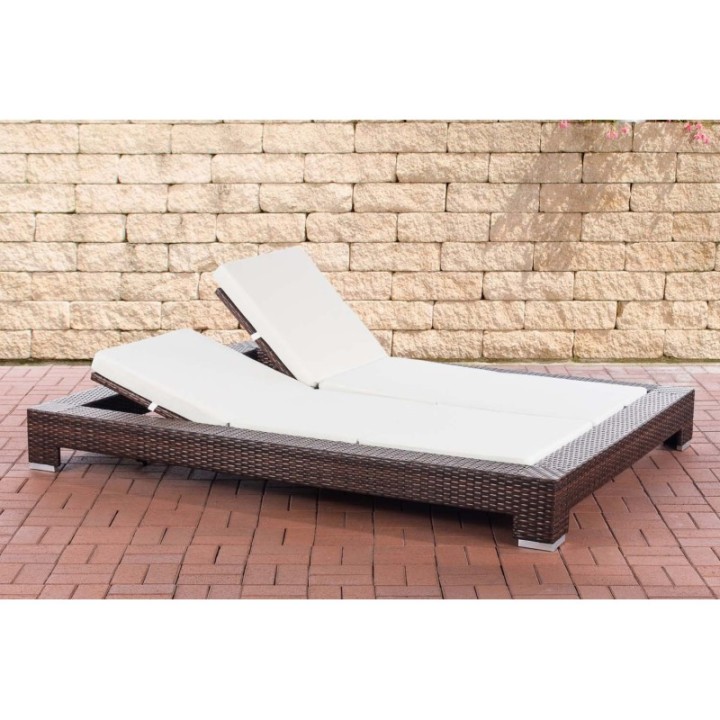 Sonnenliege Sunshine Flachrattan Cremeweiß