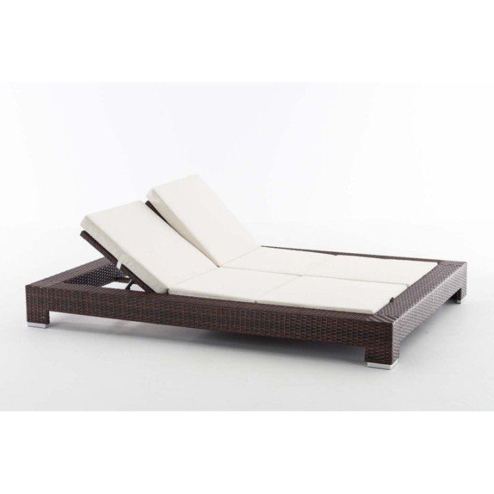 Sonnenliege Sunshine Flachrattan Cremeweiß