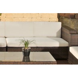 Seitenelement Links Barcelona Cremeweiß Flachrattan