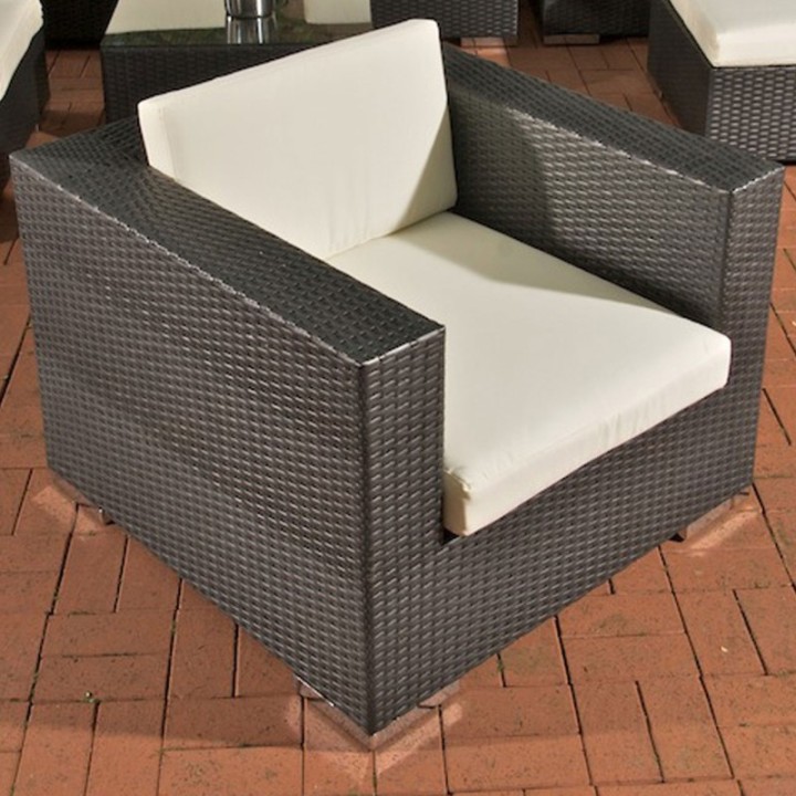 Sessel Barcelona Cremeweiß Flachrattan