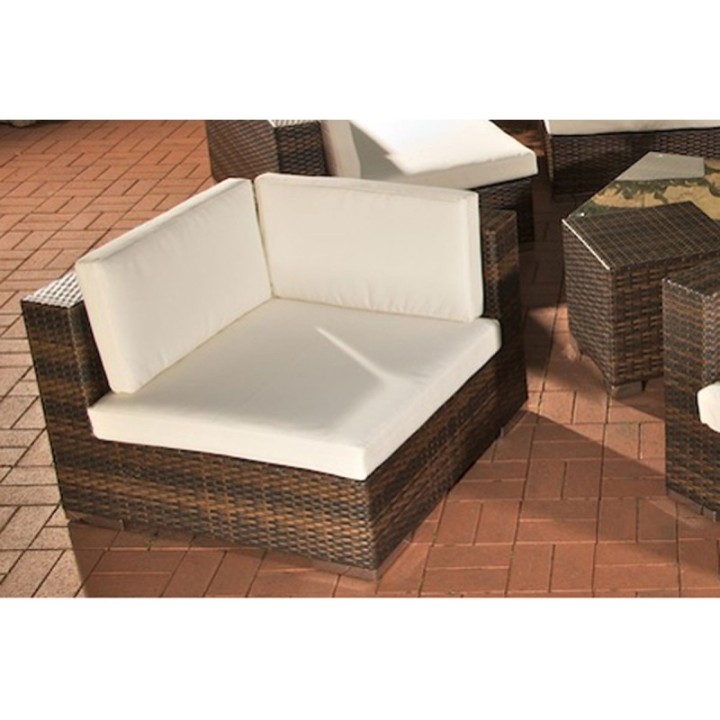 Eckelement Barcelona Cremeweiß Flachrattan