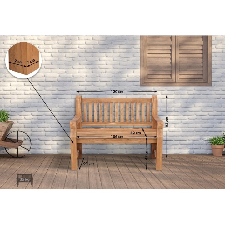 Teakbank Jackson V2 120 cm