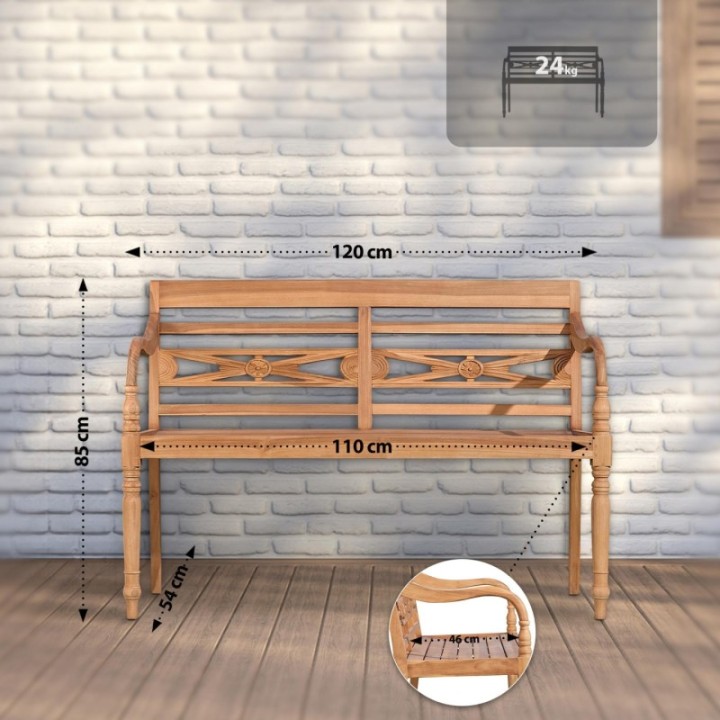 Teakbank Maryland V2 120 cm