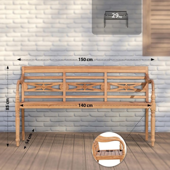 Teakbank Maryland V2 150 cm