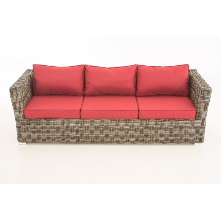 3er Sofa Mandal Rubinrot
