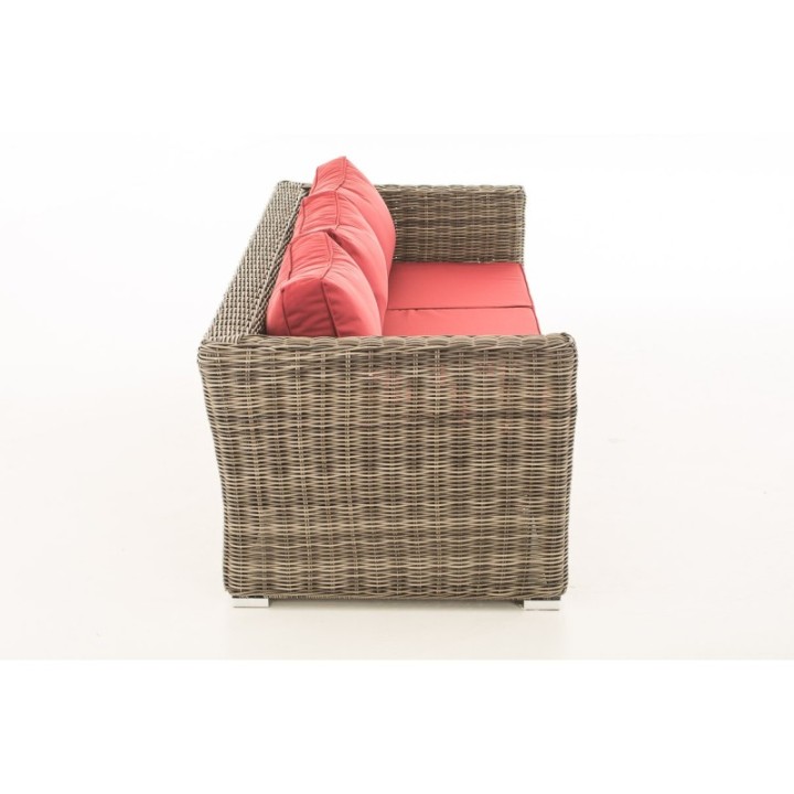 3er Sofa Mandal Rubinrot