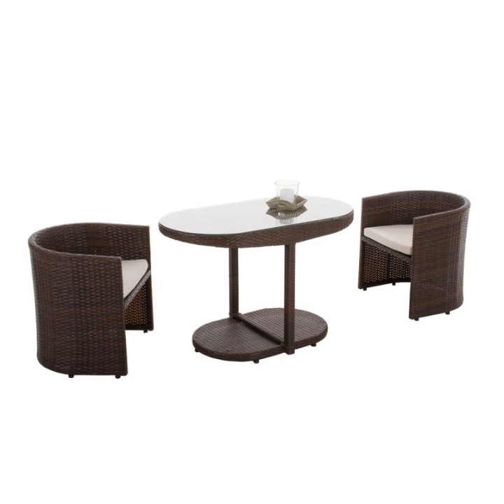 Sitzgruppe Bayamo Flachrattan Cremeweiß