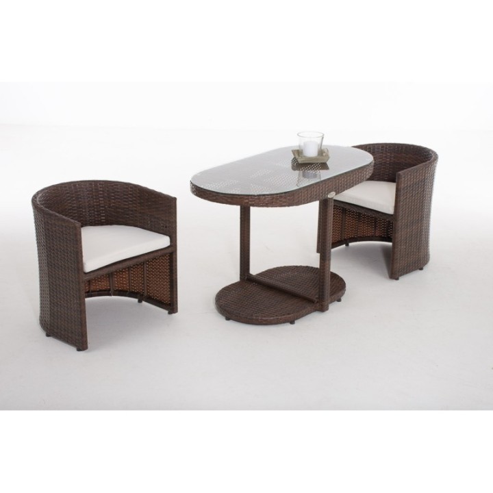 Sitzgruppe Bayamo Flachrattan Cremeweiß