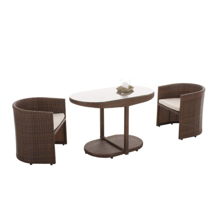 Sitzgruppe Bayamo Flachrattan Cremeweiß