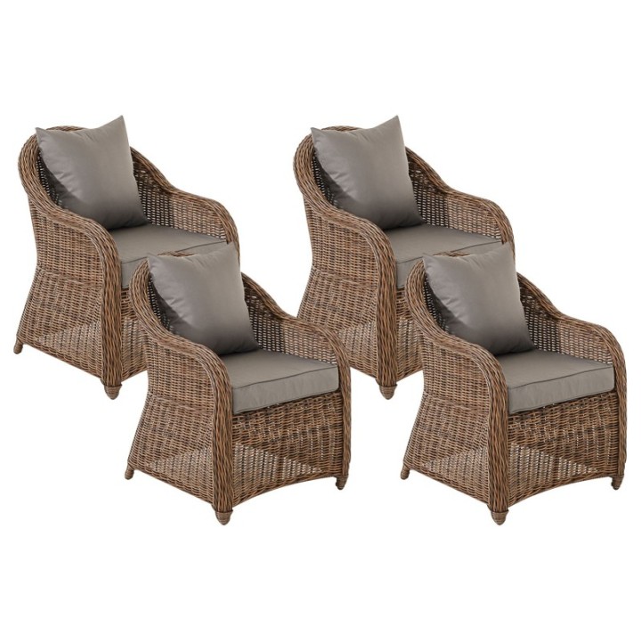 4er Set Sessel Stavanger / Farsund Eisengrau