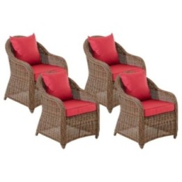 4er Set Sessel Stavanger / Farsund Rubinrot
