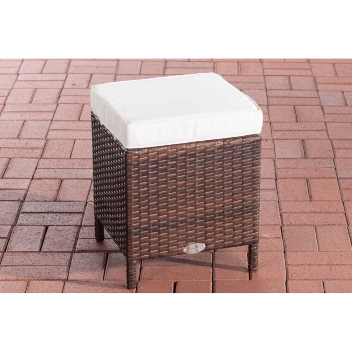 Hocker Vilato Flachrattan, creme