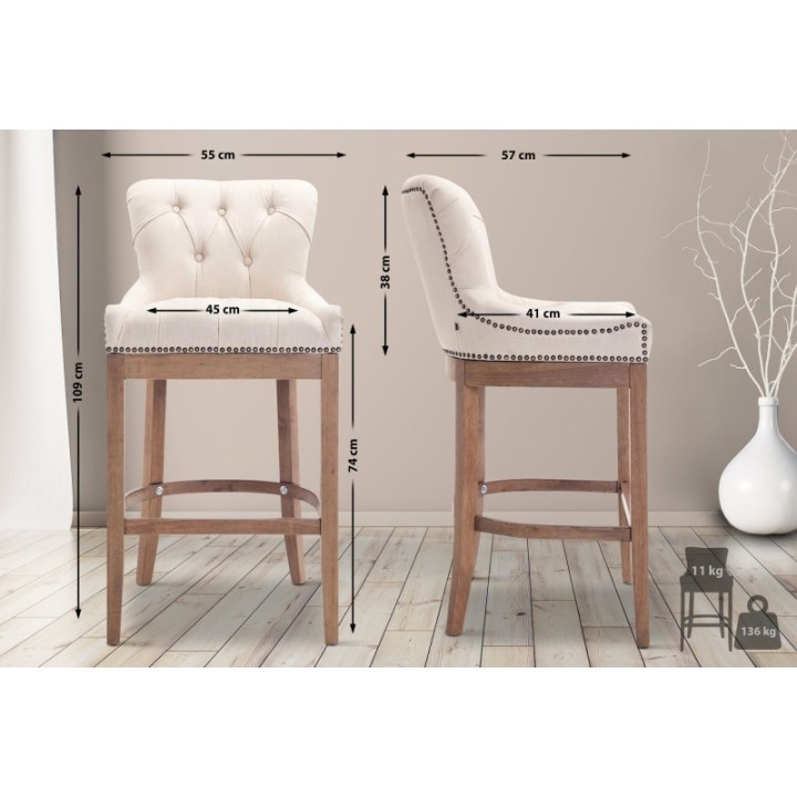 Barhocker Lakewood Stoff, Antik-hell