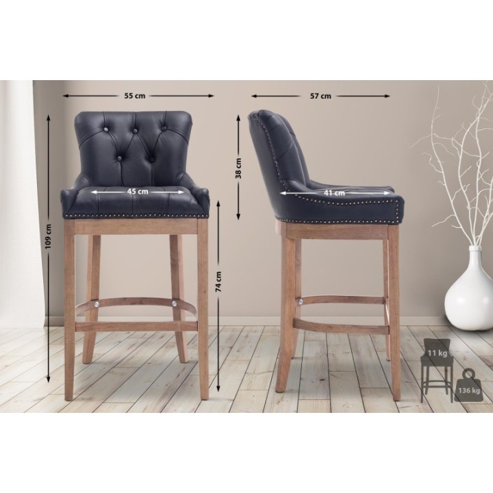 Barhocker Lakewood Echtleder, Antik-hell