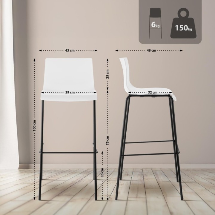 Barhocker Hoover 4-Fuß Gestell schwarz