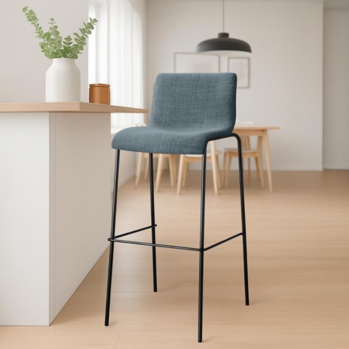Barhocker Hoover Stoff 4-Fuß Gestell schwarz