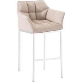  Barhocker Damaso Stoff mit 4-Fuß Gestell weiß