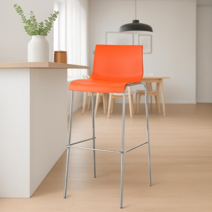 2er Set Barhocker Hoover Kunststoff 4-Fuß Gestell chrom