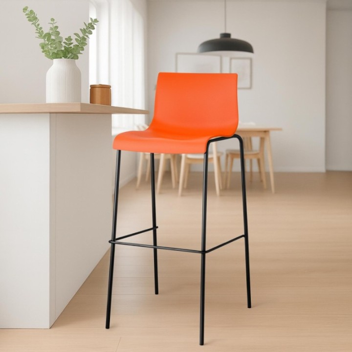 2er Set Barhocker Hoover Kunststoff 4-Fuß Gestell schwarz