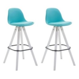 2er Set Barhocker Franklin vollgepolstert Kunstleder Square weiß
