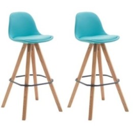 2er Set Barhocker Franklin vollgepolstert Kunstleder Square natura