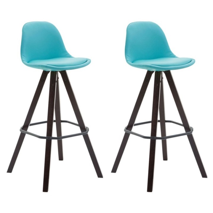 2er Set Barhocker Franklin vollgepolstert Kunstleder Square cappuccino