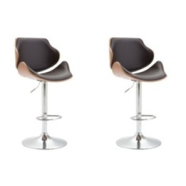 2er Set Barhocker Belem Kunstleder walnuss