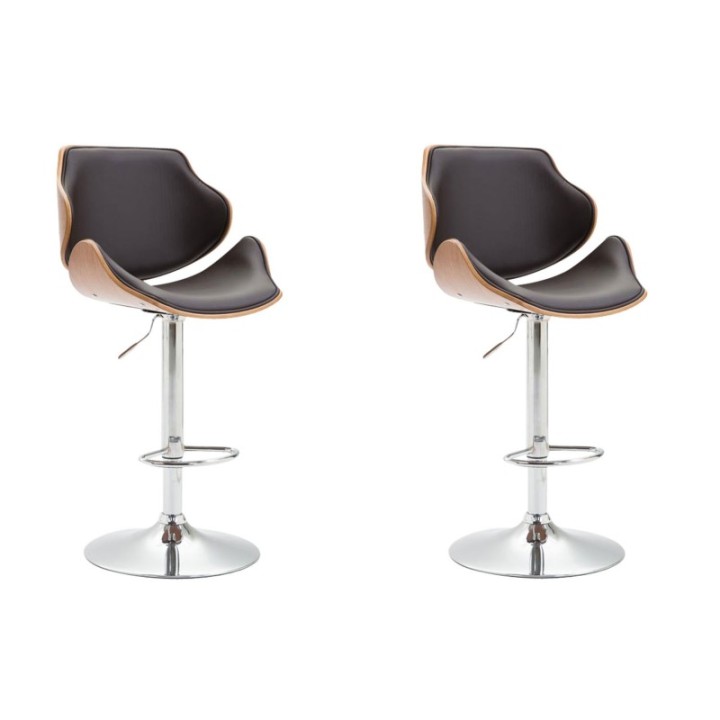2er Set Barhocker Belem Kunstleder walnuss