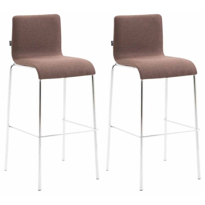 2er Set Barhocker Kado Stoff rund flach chrom