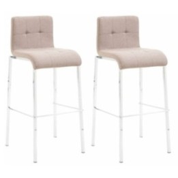 2er Set Barhocker Kado Stoff square flach chrom