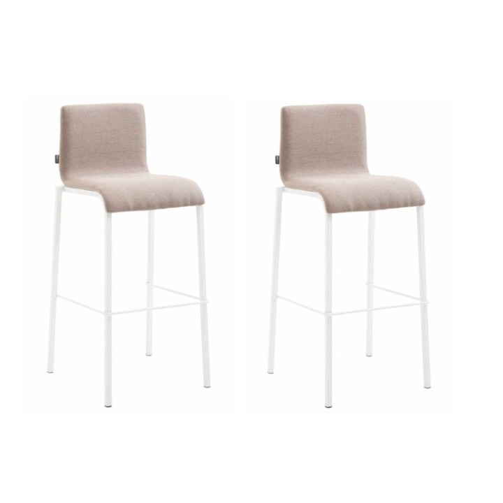 2er Set Barhocker Kado Stoff square flach weiß