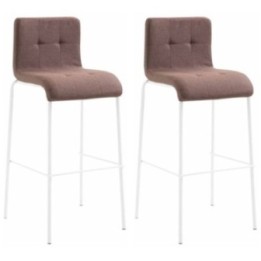 2er Set Barhocker Kado Stoff rund weiß