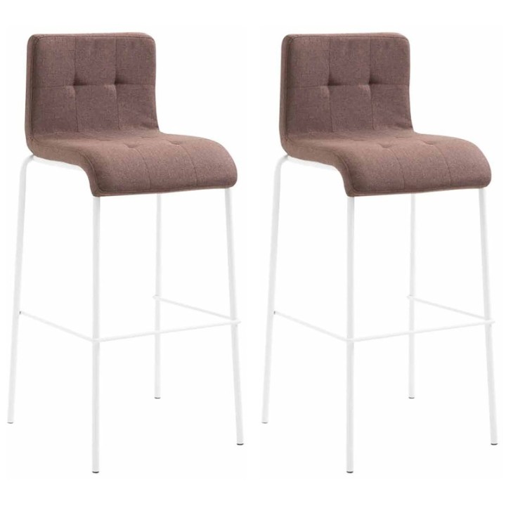 2er Set Barhocker Kado Stoff rund weiß