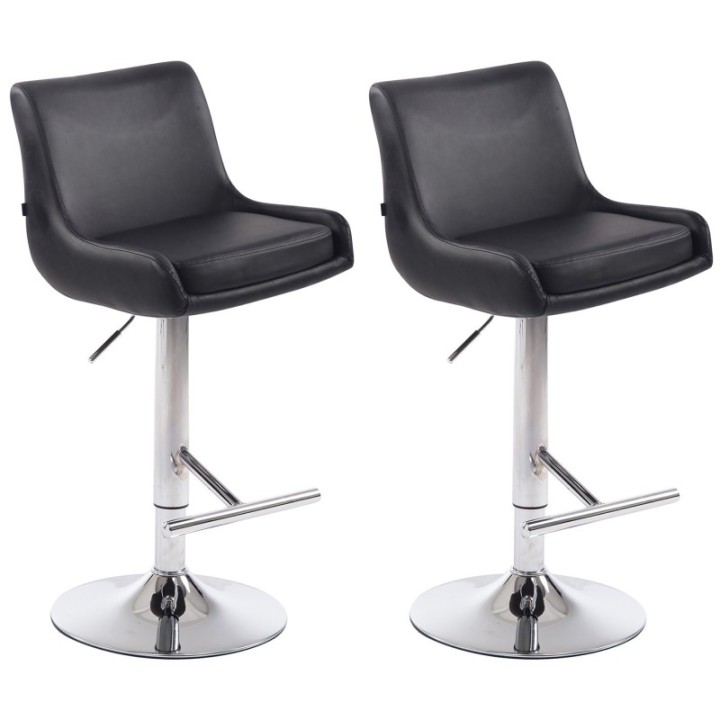 2er Set Barhocker Club Kunstleder chrom
