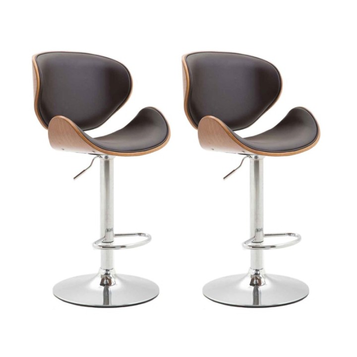 2er Set Barhocker Recife Kunstleder walnuss